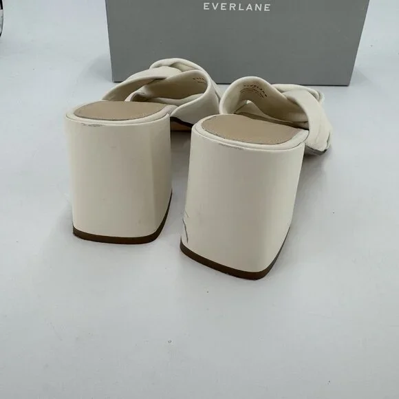 Everlane The Day Twist Heel Sandals sz 9 Parchment Slip-on Leather Block Heel - Picture 5 of 9
